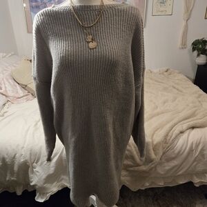 Women's Gray Knit Sweater Dress